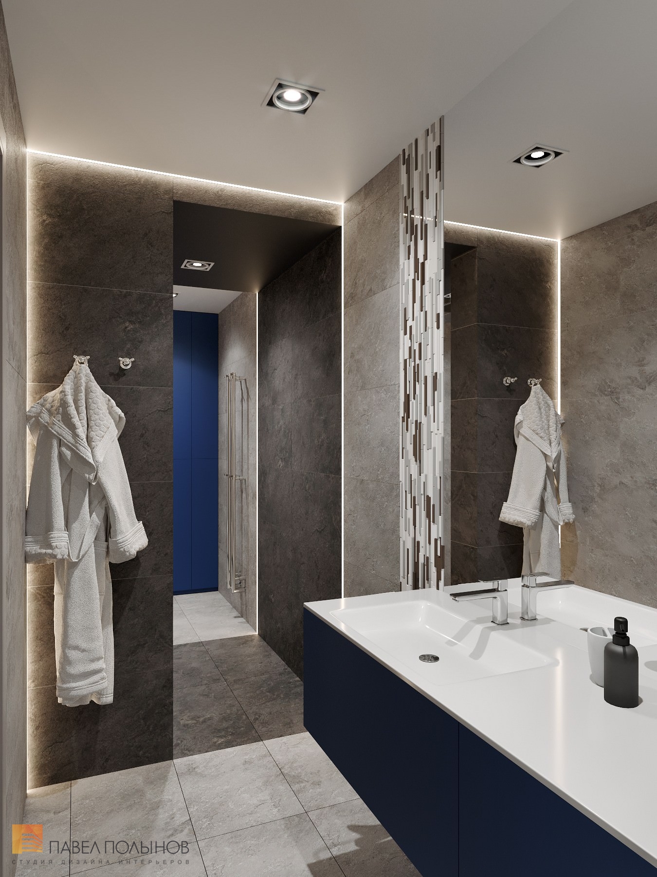 Фото дизайн ванной комнаты из проекта «Дизайн интерьер квартиры в ЖК «Кремлевские звезды», современный стиль, 133 кв.м.»