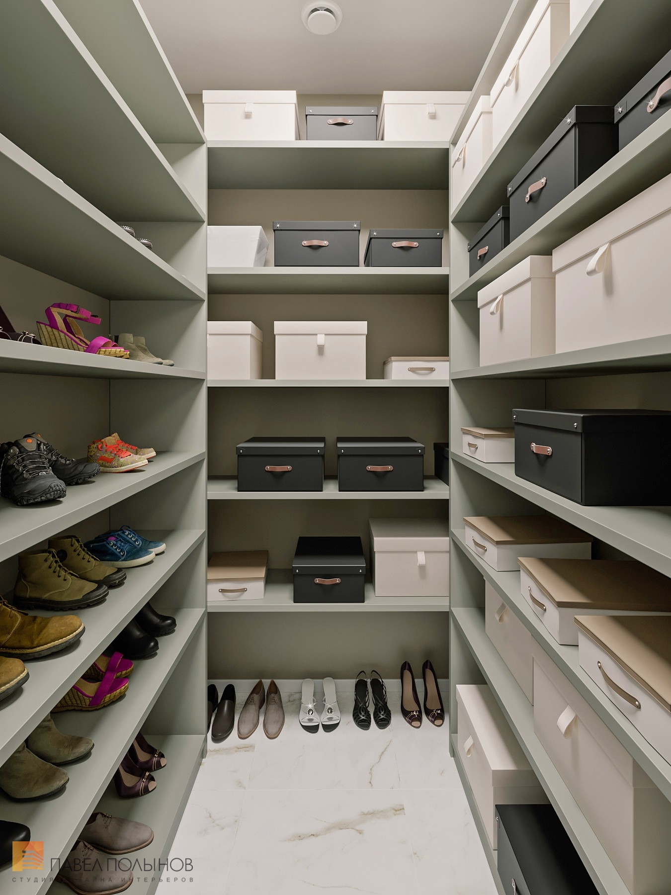 Фото комната для хранения обуви из проекта «Квартира в стиле неоклассики, ЖК «Леонтьевский мыс», 250 кв.м.»