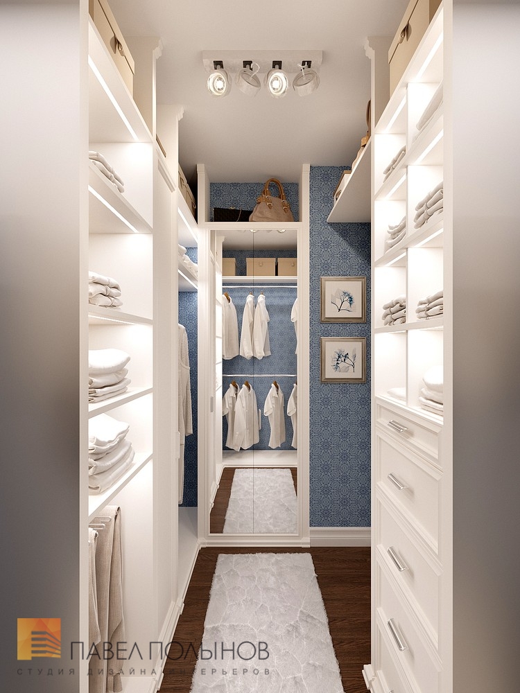 Фото дизайн гардеробной комнаты из проекта «Дизайн 4-комнатной квартиры 162 кв.м. в ЖК «Платинум», стиль неоклассика»