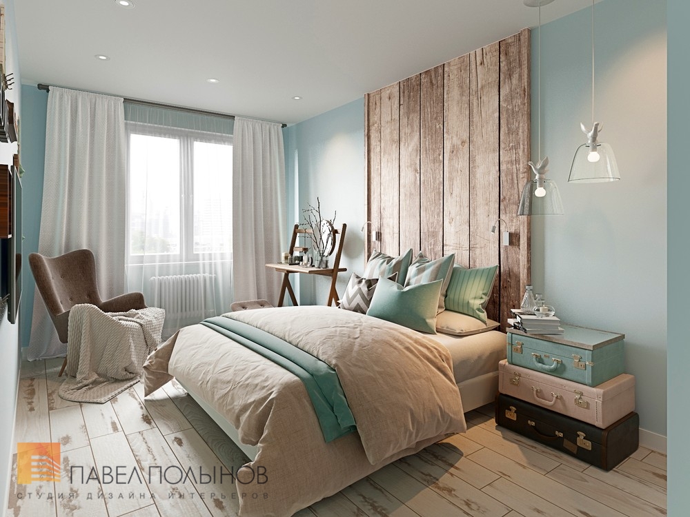 Фото спальня из проекта «Интерьер квартиры в скандинавском стиле с элементами лофта, ЖК «Skandi Klabb» »