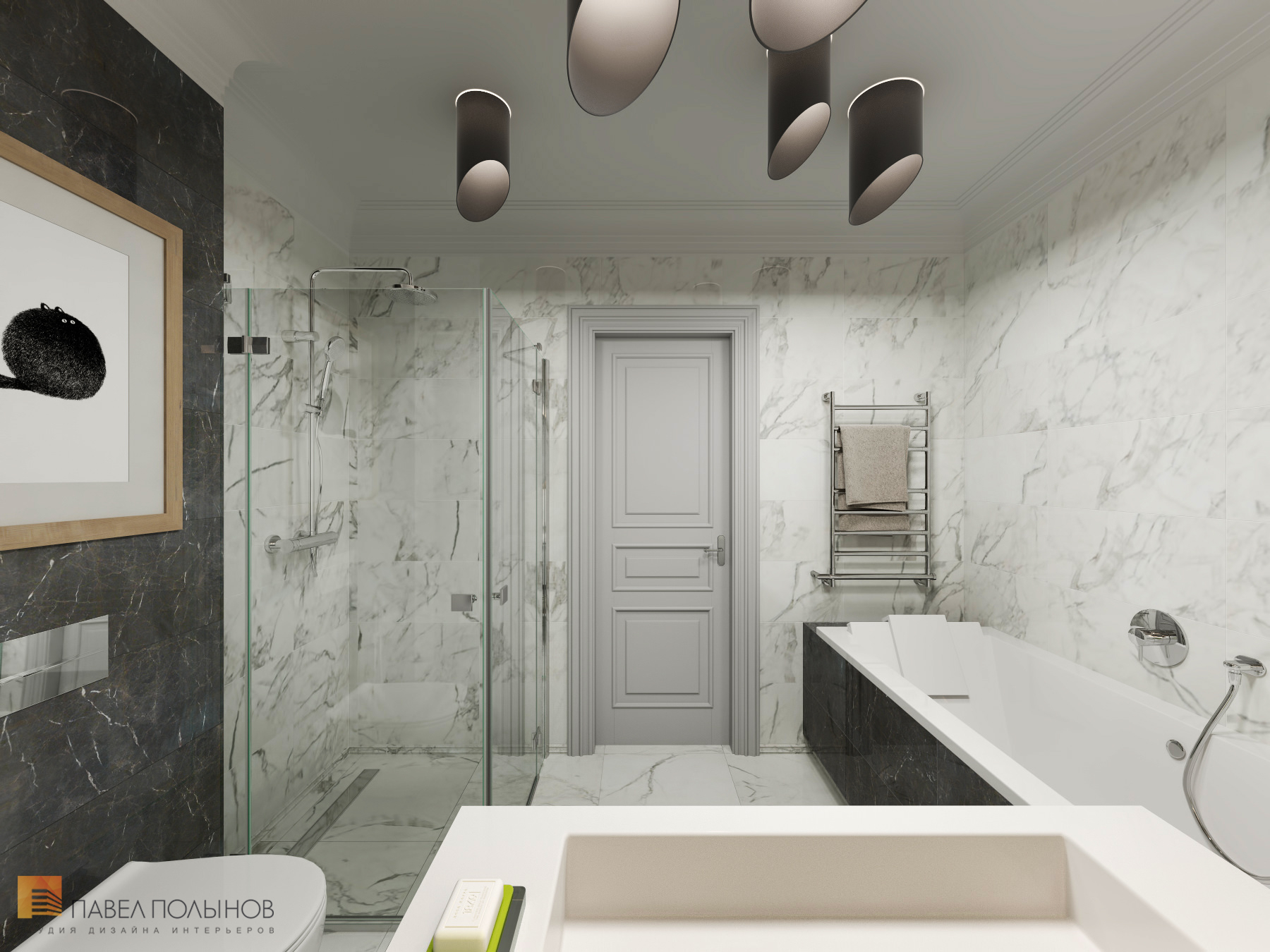 Фото дизайн ванной комнаты из проекта «Интерьер квартиры в стиле неоклассики, ЖК «Парадный квартал», 190 кв.м.»