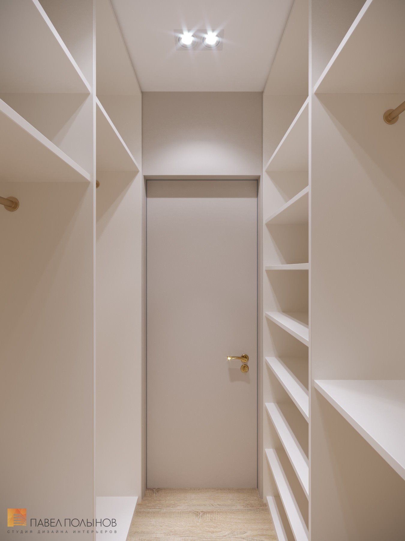 Фото дизайн гардеробной из проекта «Интерьер квартиры в стиле неоклассики, ЖК «Пресня Сити», 46 кв.м.»