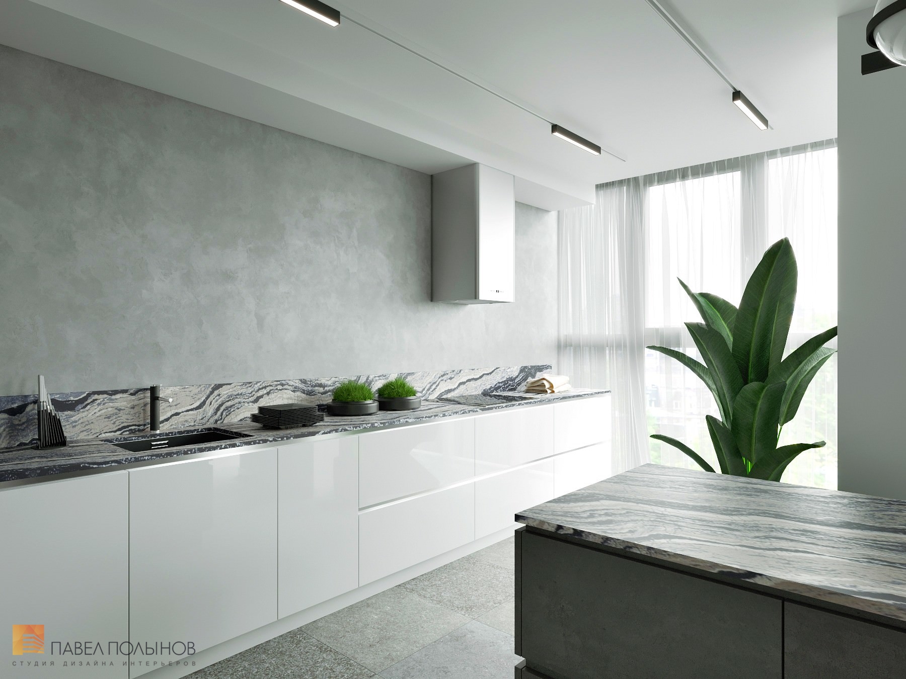 Фото кухня из проекта «Дизайн интерьер квартиры в ЖК «Кремлевские звезды», современный стиль, 133 кв.м.»