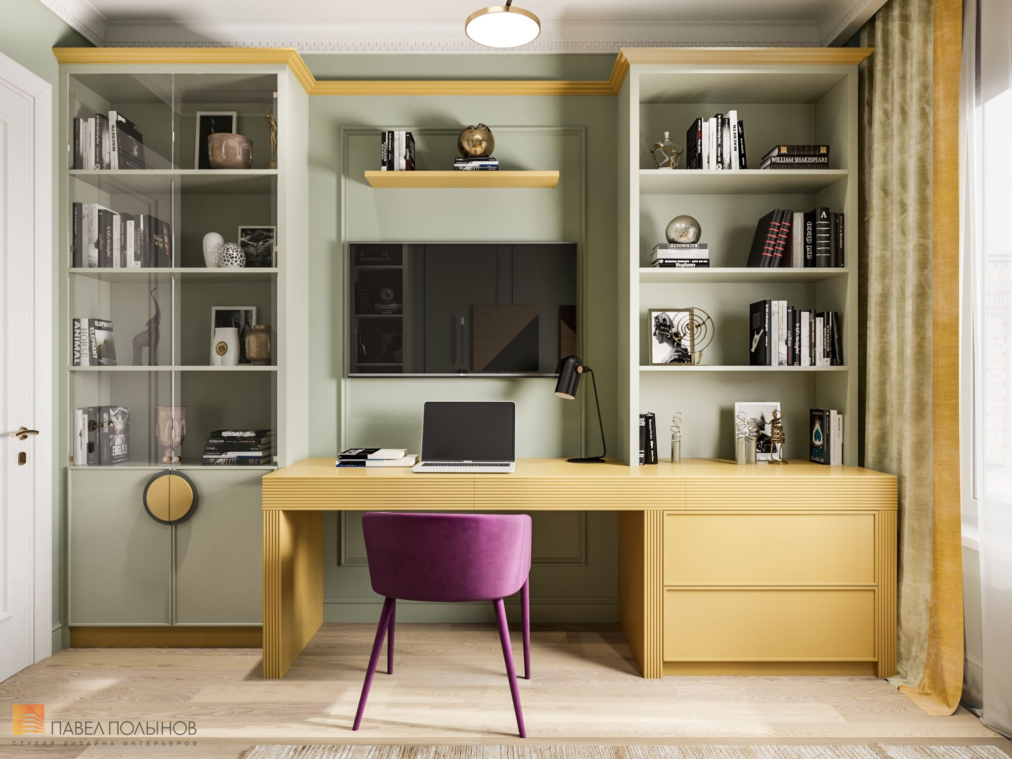 Фото домашний кабинет из проекта «Квартира в стиле неокласика в ЖК The Residence, 123 кв.м.»