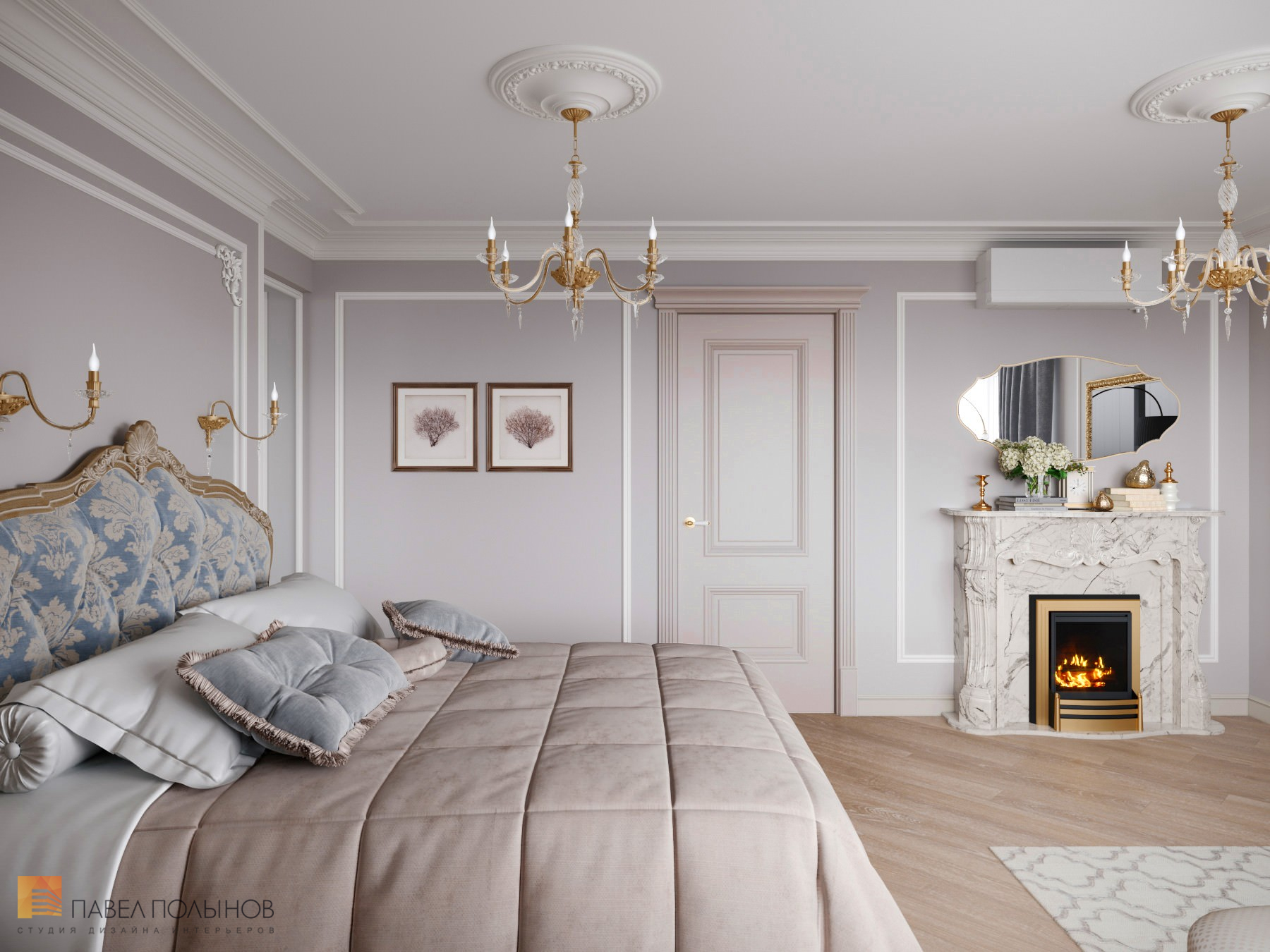 Фото дизайн спальни из проекта «Дизайн квартиры в стиле современной классики, ЖК «Riverside», 180 кв.м.»