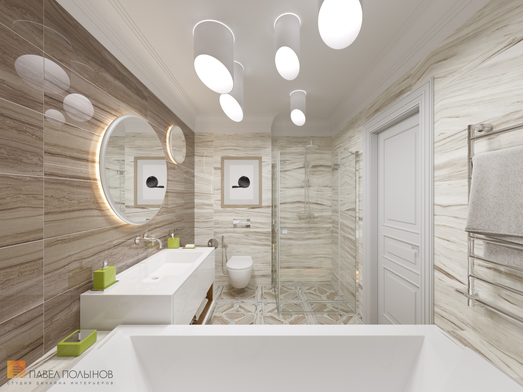 Фото ванная из проекта «Интерьер квартиры в стиле неоклассики, ЖК «Парадный квартал», 190 кв.м.»