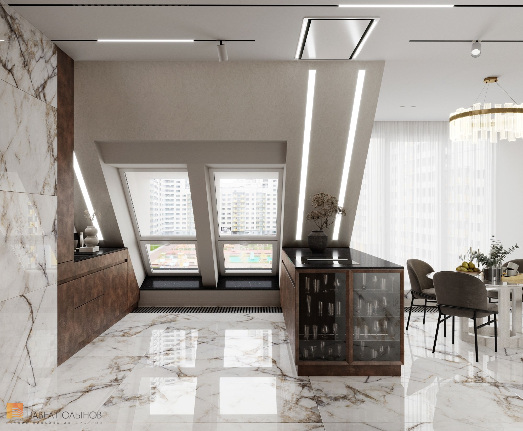 Фото дизайн кухни из проекта «Интерьер квартиры в современном стиле, 178 кв.м.»