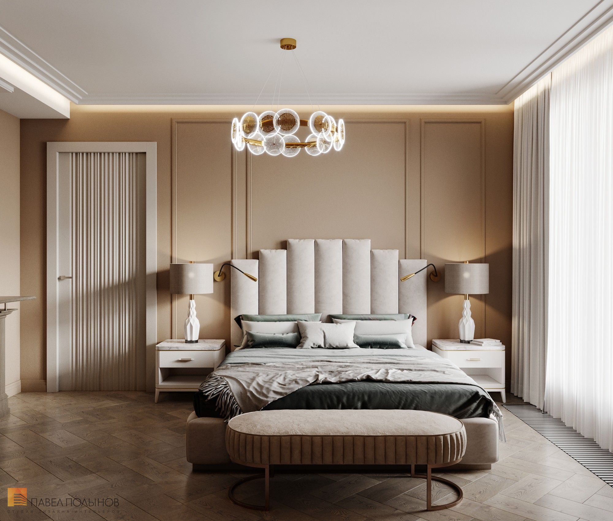 Фото дизайн спальни из проекта «Интерьер квартиры в современном стиле, 178 кв.м.»