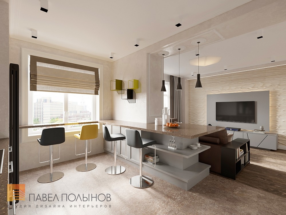 Фото дизайн кухни из проекта «Дизайн квартиры 70 кв.м. в современном стиле, ЖК «Новомосковский»»