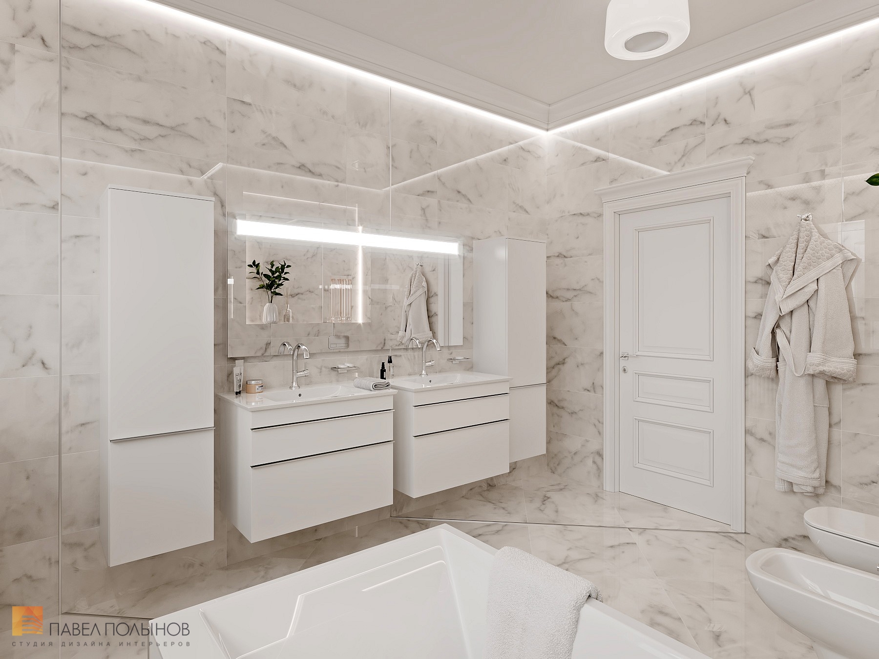 Фото дизайн ванной комнаты из проекта «Интерьер квартиры 200 кв.м. в стиле Ар-деко, ЖК «Граф Орлов»»