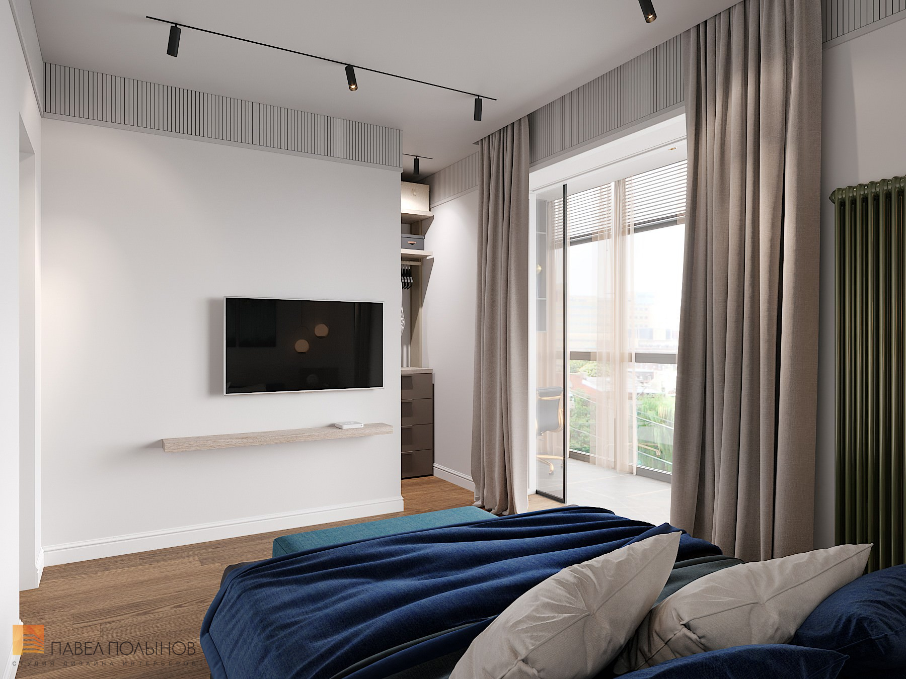 Фото дизайн спальни из проекта «Минимализм с элементами классики в ЖК «Жемчужный берег», 93 кв.м.»