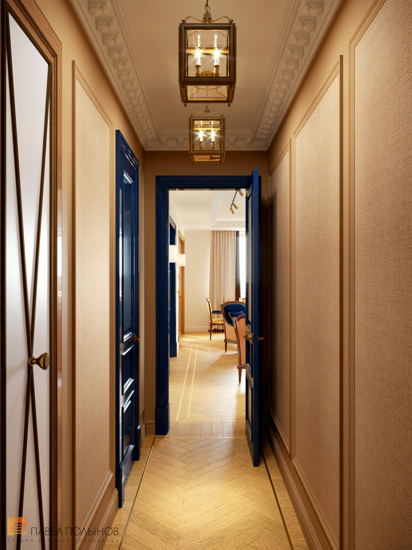 Фото дизайн холла из проекта «Интерьер квартиры в стиле английской классики, ЖК «Патриот», 124 кв.м.»