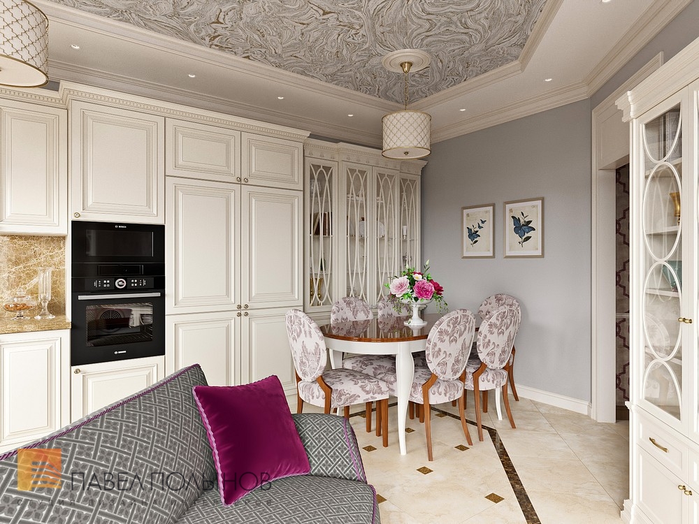 Фото дизайн интерьера гостиной из проекта «Дизайн квартиры 74 кв.м. в стиле американской классики, ЖК «Платинум»»