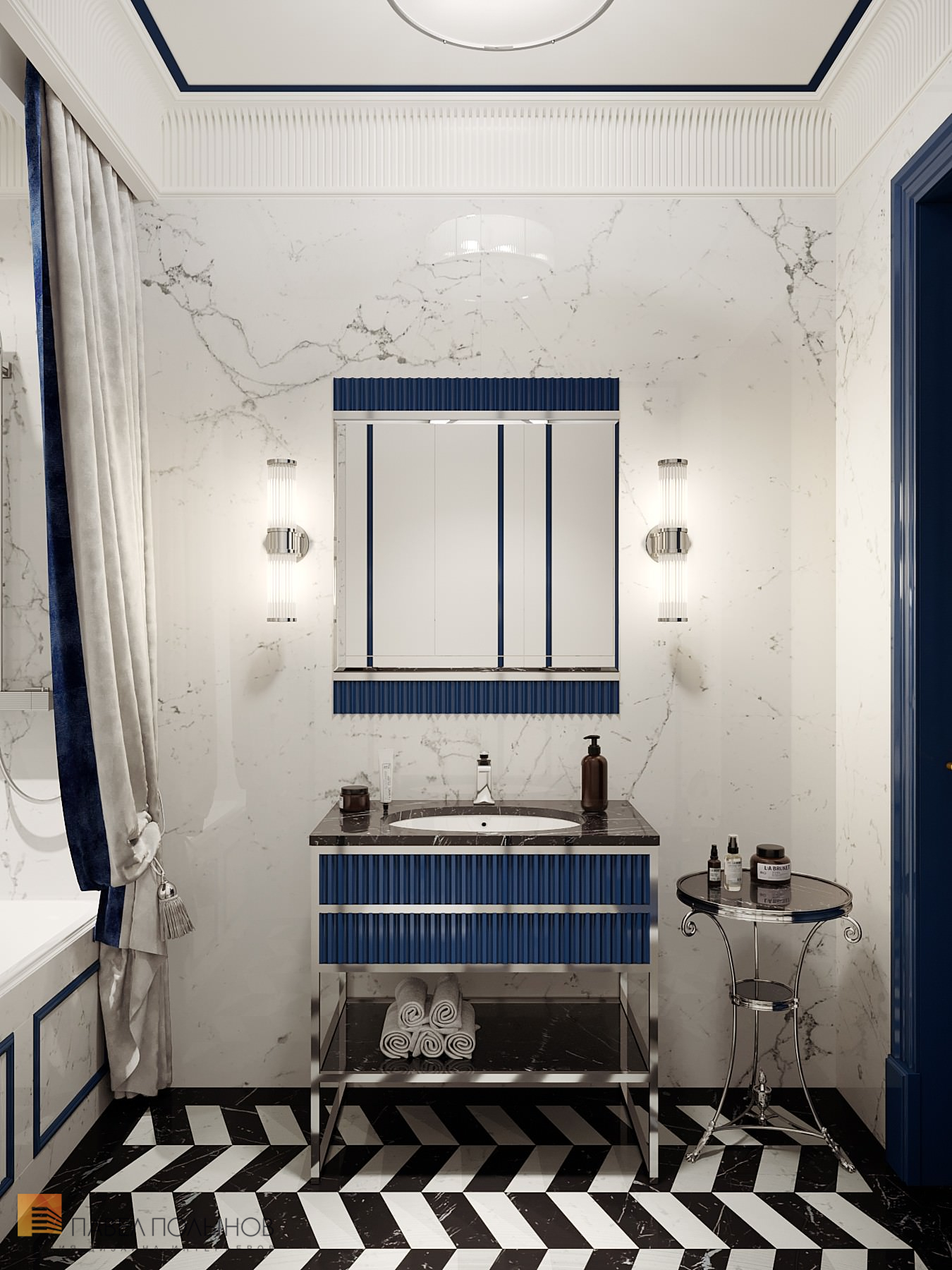 Фото дизайн ванной комнаты из проекта «Интерьер квартиры в стиле английской классики, ЖК «Патриот», 124 кв.м.»