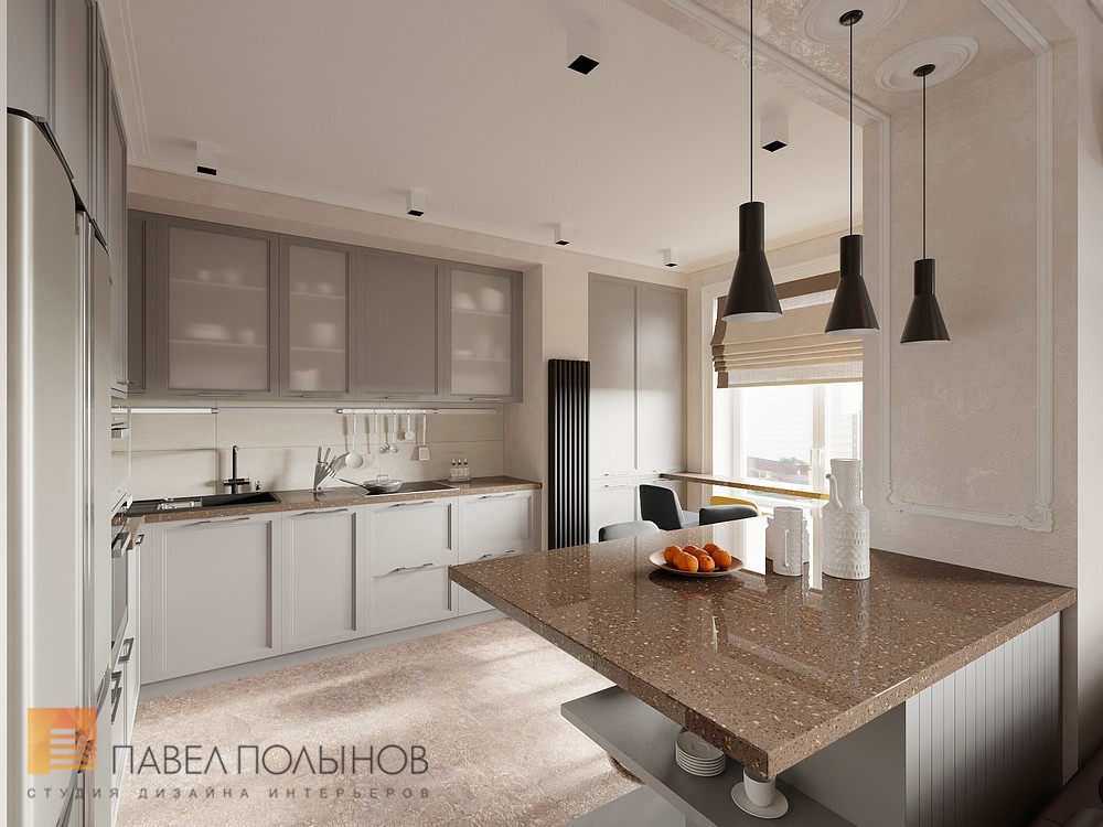 Фото кухня из проекта «Дизайн квартиры 70 кв.м. в современном стиле, ЖК «Новомосковский»»