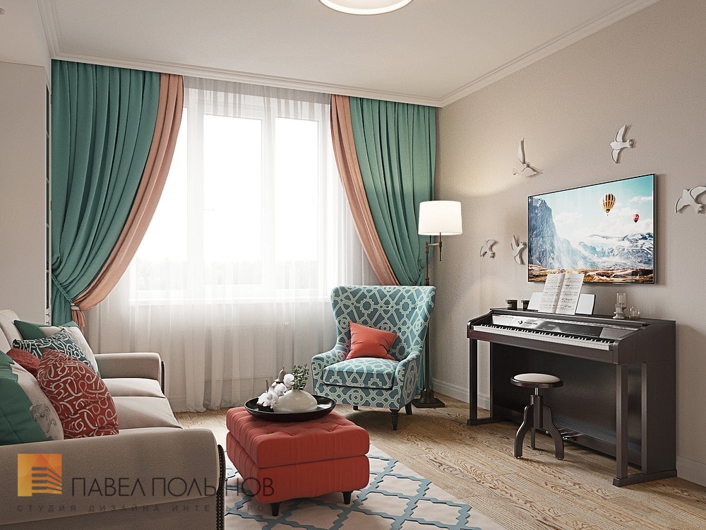 Фото дизайн гостиная из проекта «Интерьер квартиры в стиле легкой классики, ЖК «Академ-Парк», 68 кв.м.»