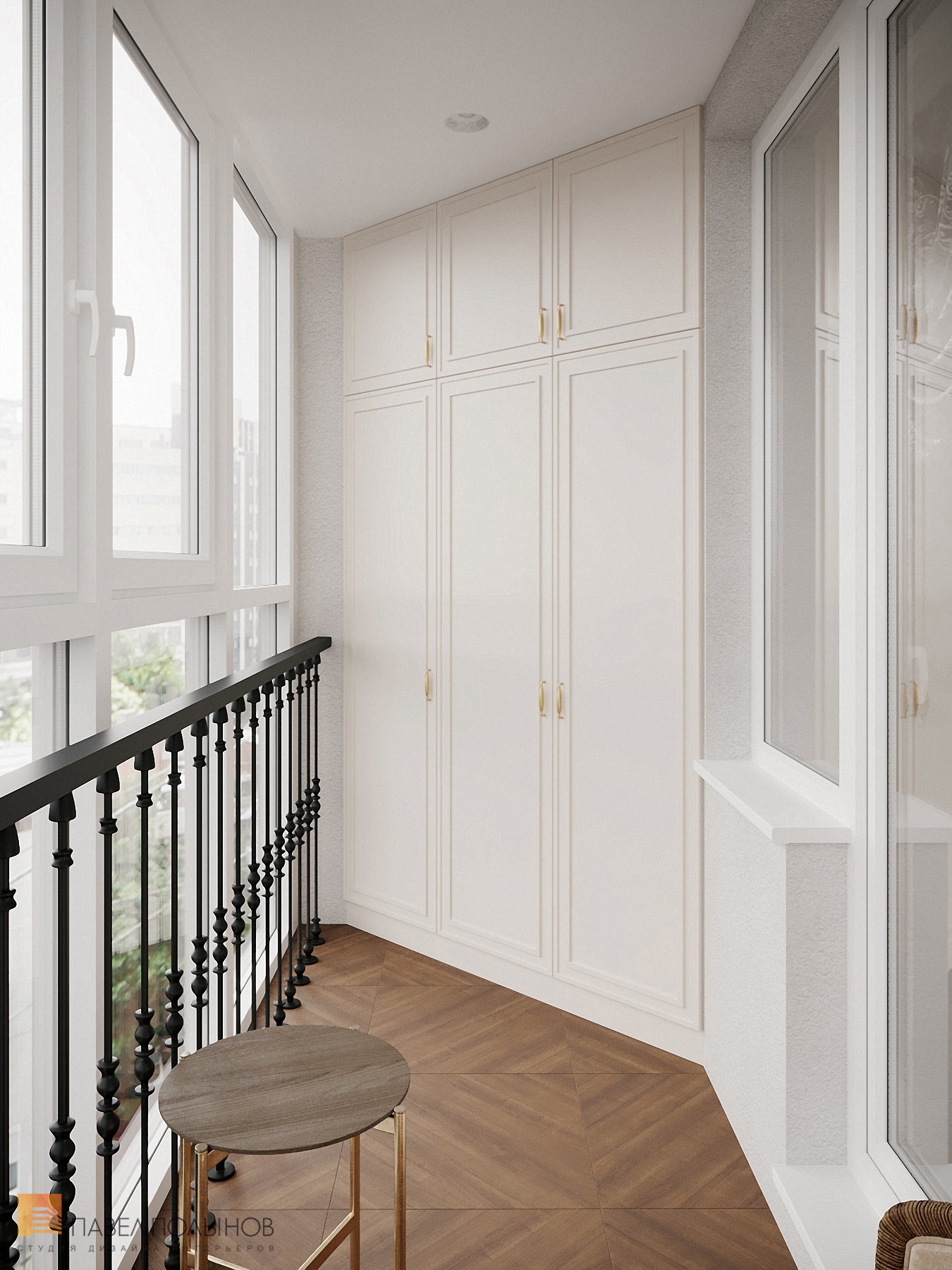 Фото дизайн балкона из проекта «Дизайн интерьера квартиры в классическом стиле, ЖК «Балтийская жемчужина», 95 кв.м.»