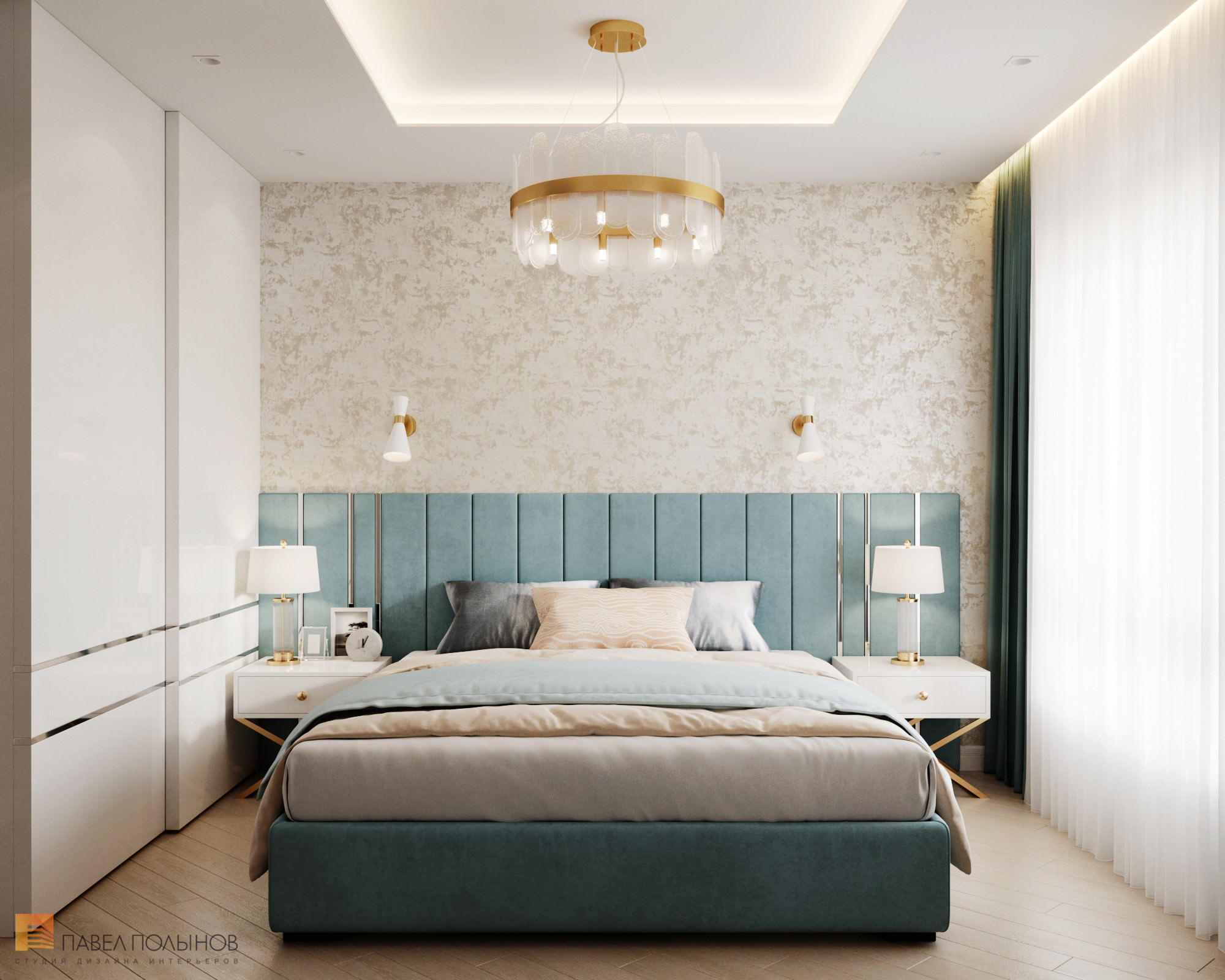 Фото дизайн интерьера спальни из проекта «Квартира в современном стиле, ЖК «Аннино парк», 54 кв.м.»