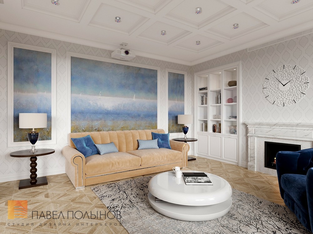 Фото дизайн интерьера гостиной из проекта «Дизайн 4-комнатной квартиры 162 кв.м. в ЖК «Платинум», стиль неоклассика»