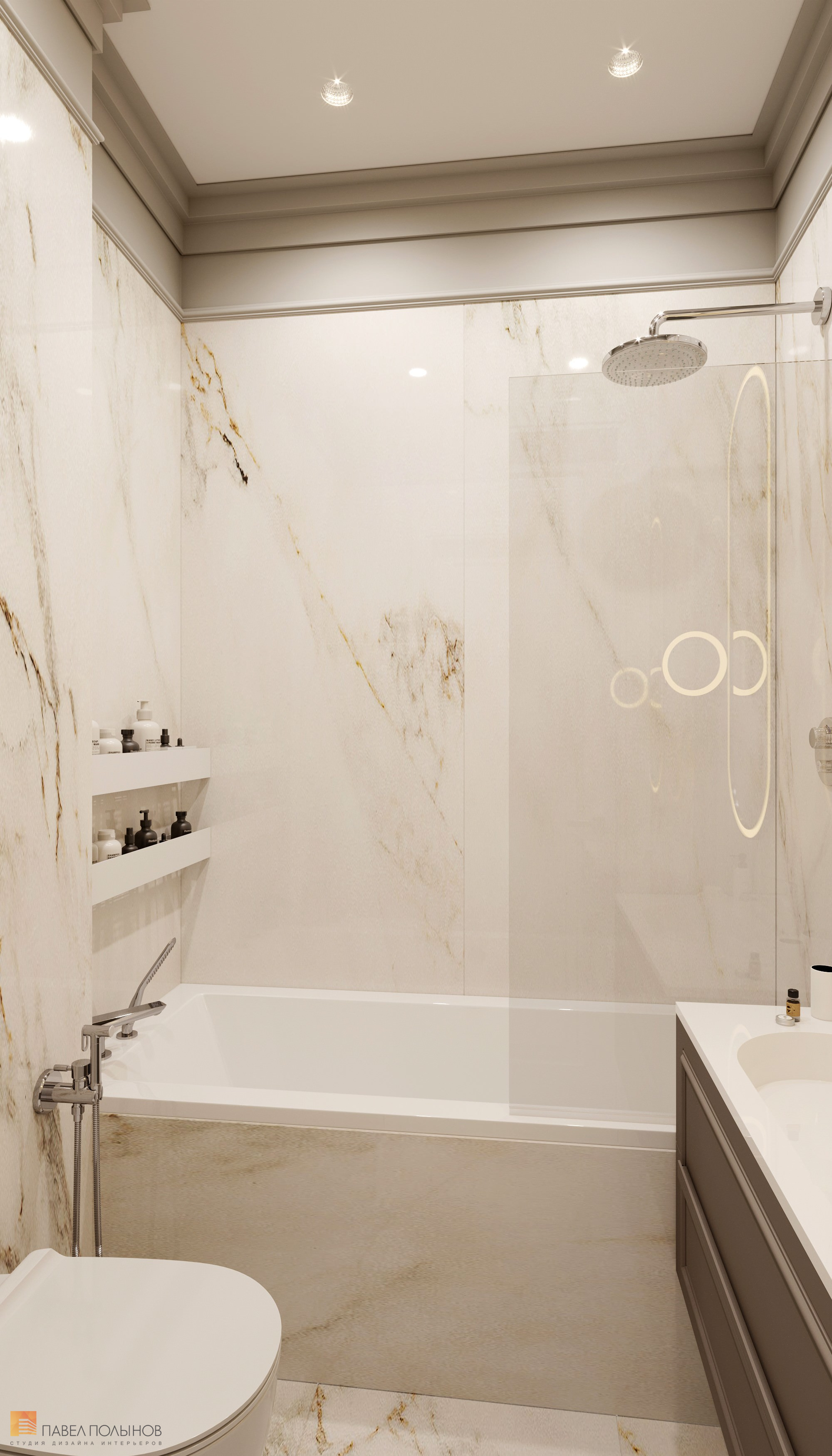 Фото ванная комната из проекта «Квартира в стиле неоклассики, ЖК «Алые Паруса», 124 кв.м.»
