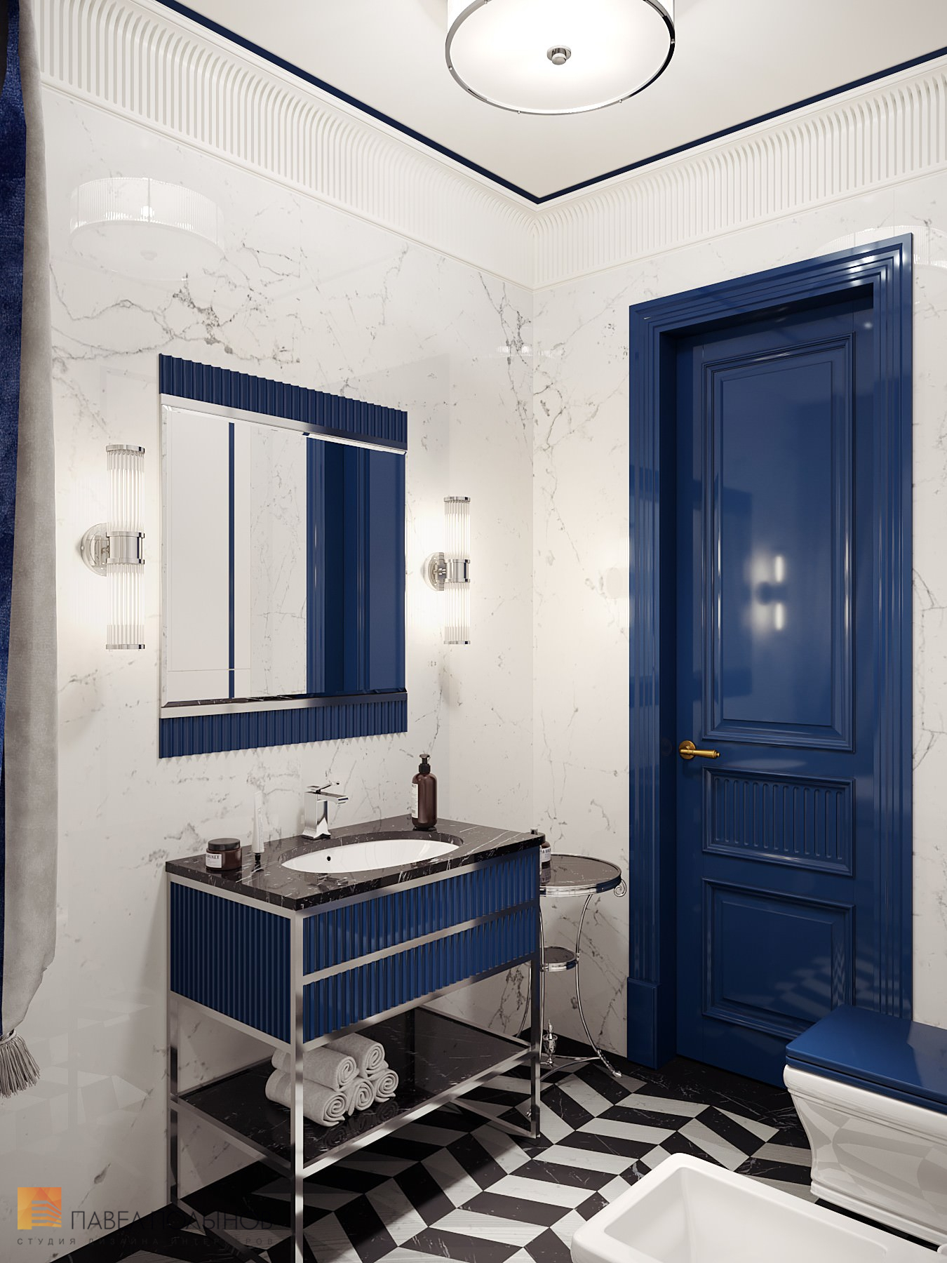 Фото дизайн интерьера ванной комнаты из проекта «Интерьер квартиры в стиле английской классики, ЖК «Патриот», 124 кв.м.»