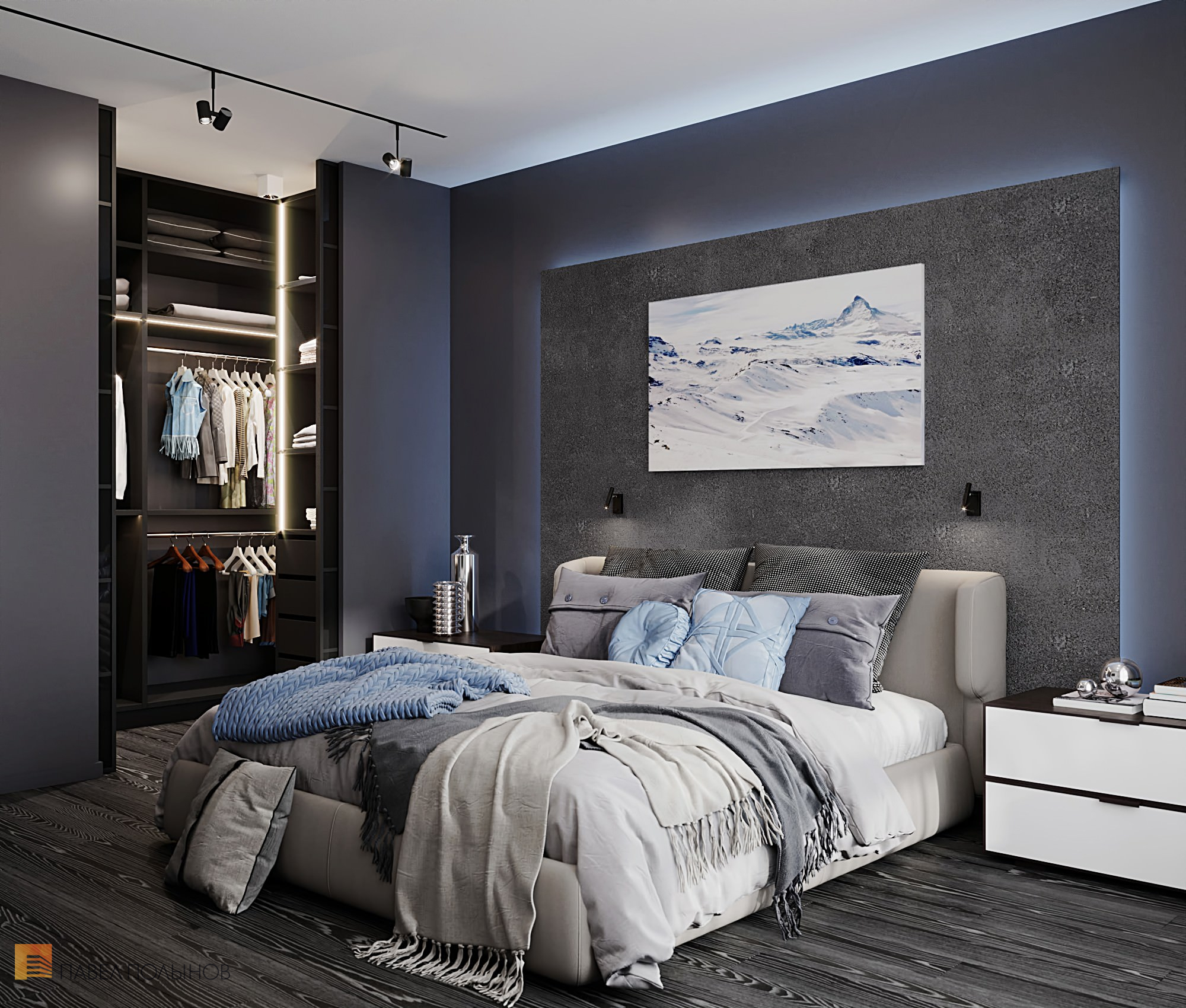 Фото дизайн спальни из проекта «Интерьер квартиры в современном стиле, ЖК «Остров», 90 кв.м.»