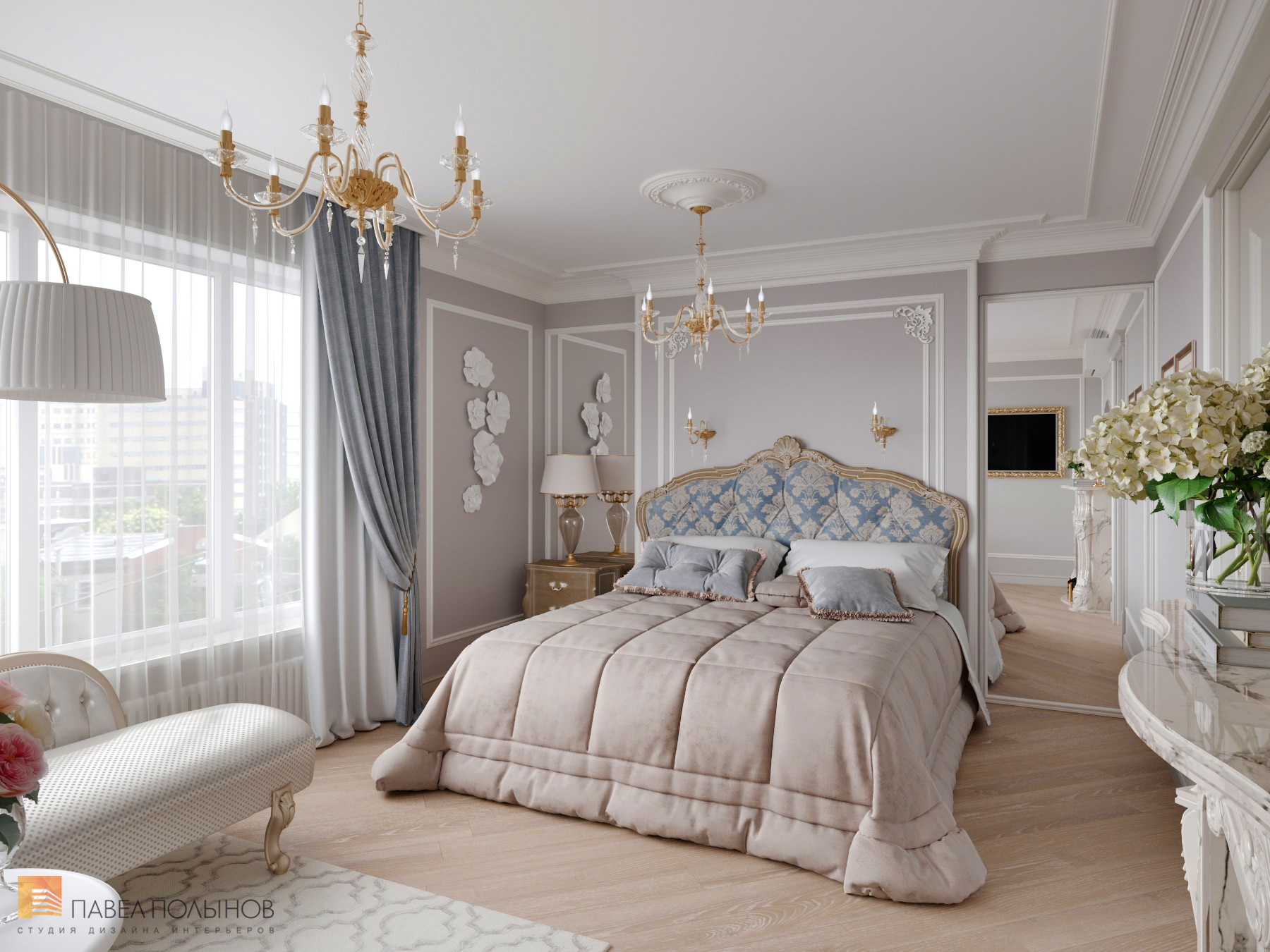 Фото спальня из проекта «Дизайн квартиры в стиле современной классики, ЖК «Riverside», 180 кв.м.»