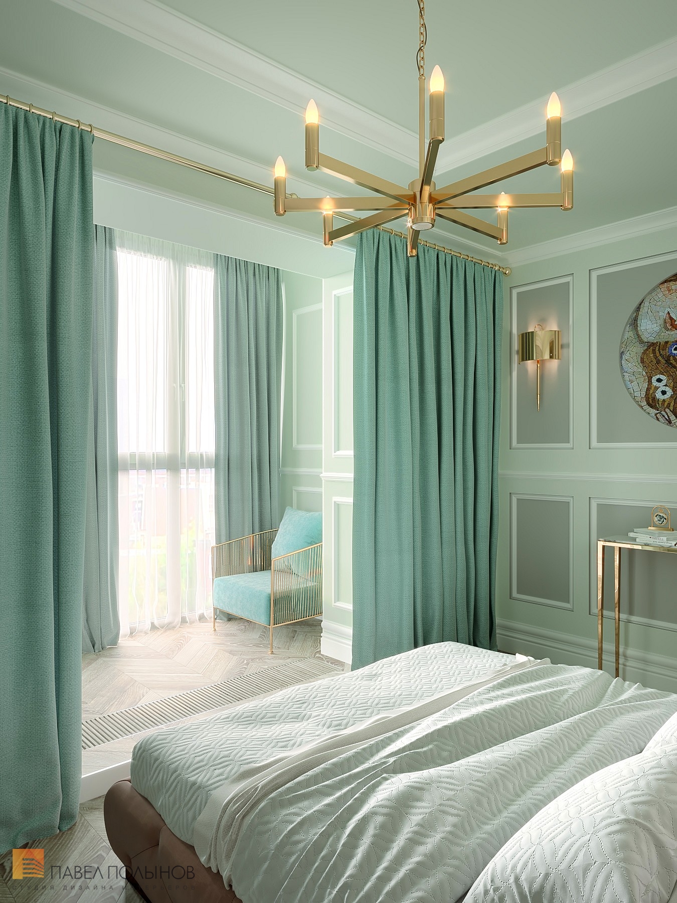 Фото дизайн спальни из проекта «Интерьер квартиры в стиле неоклассика в ЖК «The Residence», 219 кв.м.»