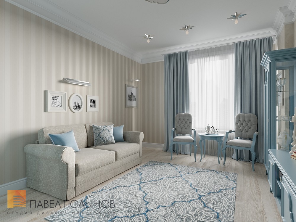 Фото комната для гостей из проекта «Дизайн интерьера четырехкомнатной квартиры в классическом стиле, ЖК «Duderhof club», 163 кв.м.»