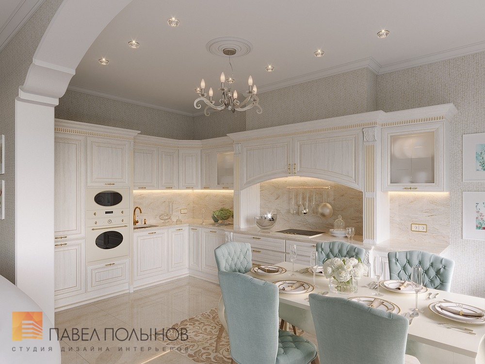 Фото кухня из проекта «Дизайн трехкомнатной квартиры в классическом стиле, ЖК Аристократ, 78 кв.м.»