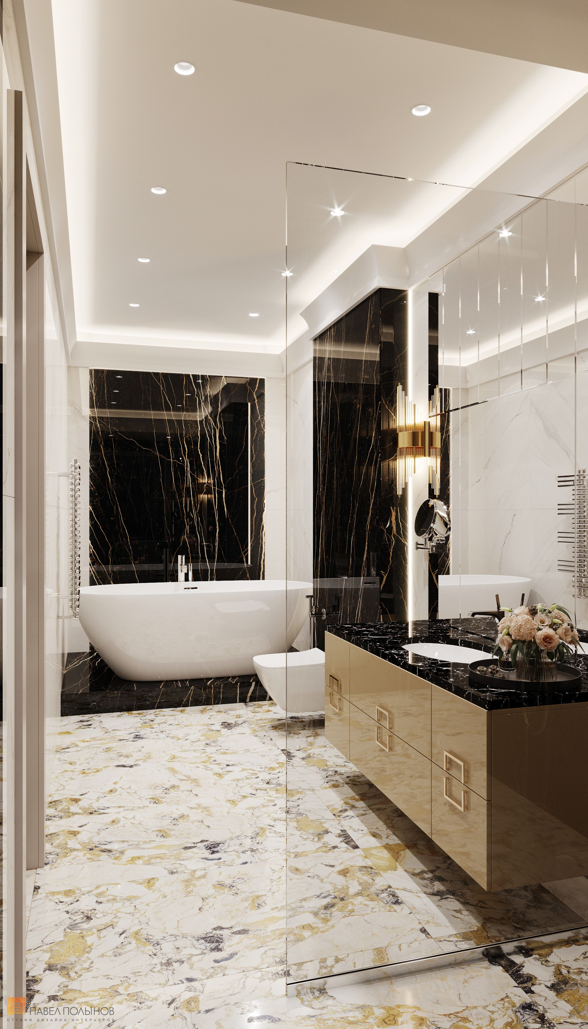 Фото дизайн интерьера ванной комнаты из проекта «Интерьер квартиры в современном стиле, 178 кв.м.»
