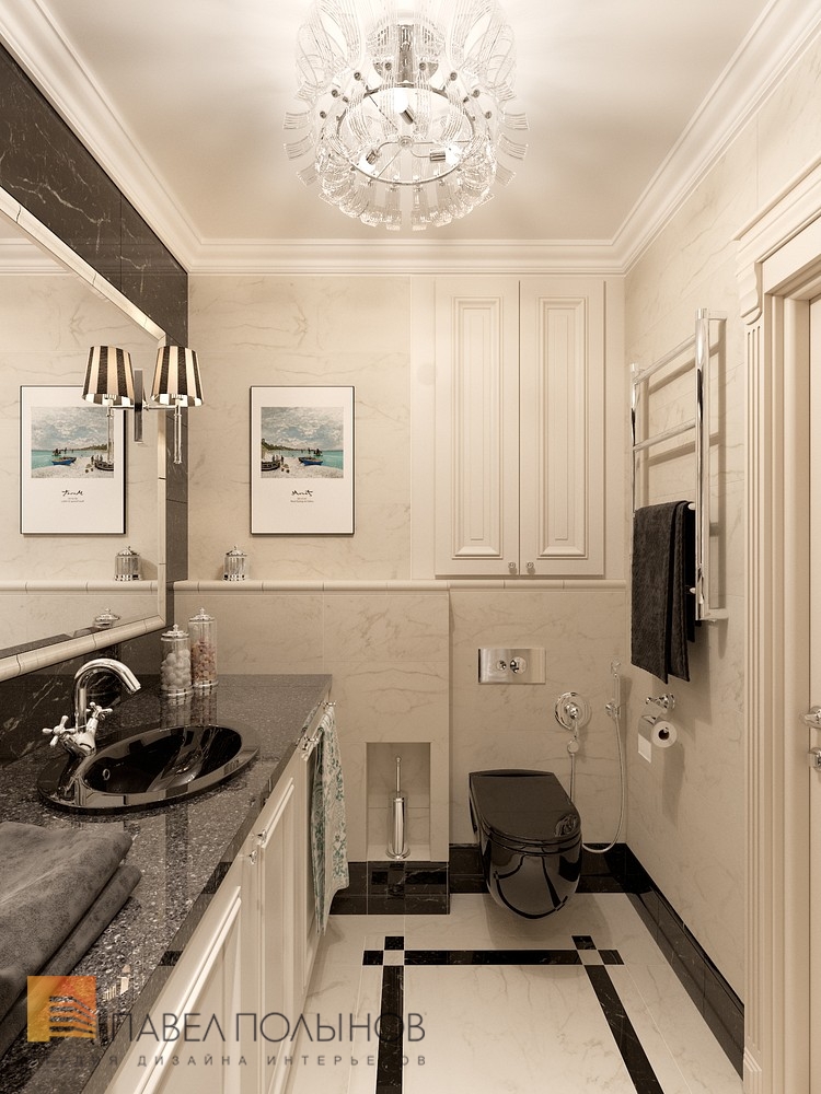 Фото интерьер ванной комнаты с душевой кабиной из проекта «Интерьер квартиры в классическом стиле, ЖК «Новомосковский», 60 кв.м.»