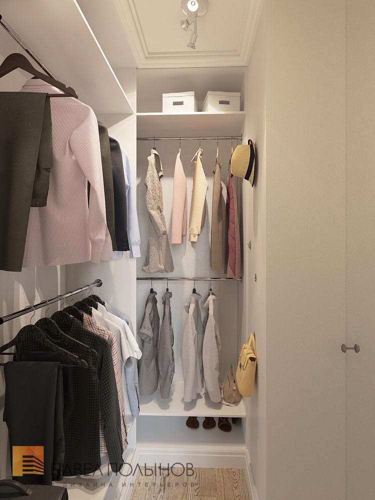 Фото интерьер гардеробной комнаты из проекта «Интерьер квартиры в стиле легкой классики, ЖК «Академ-Парк», 68 кв.м.»
