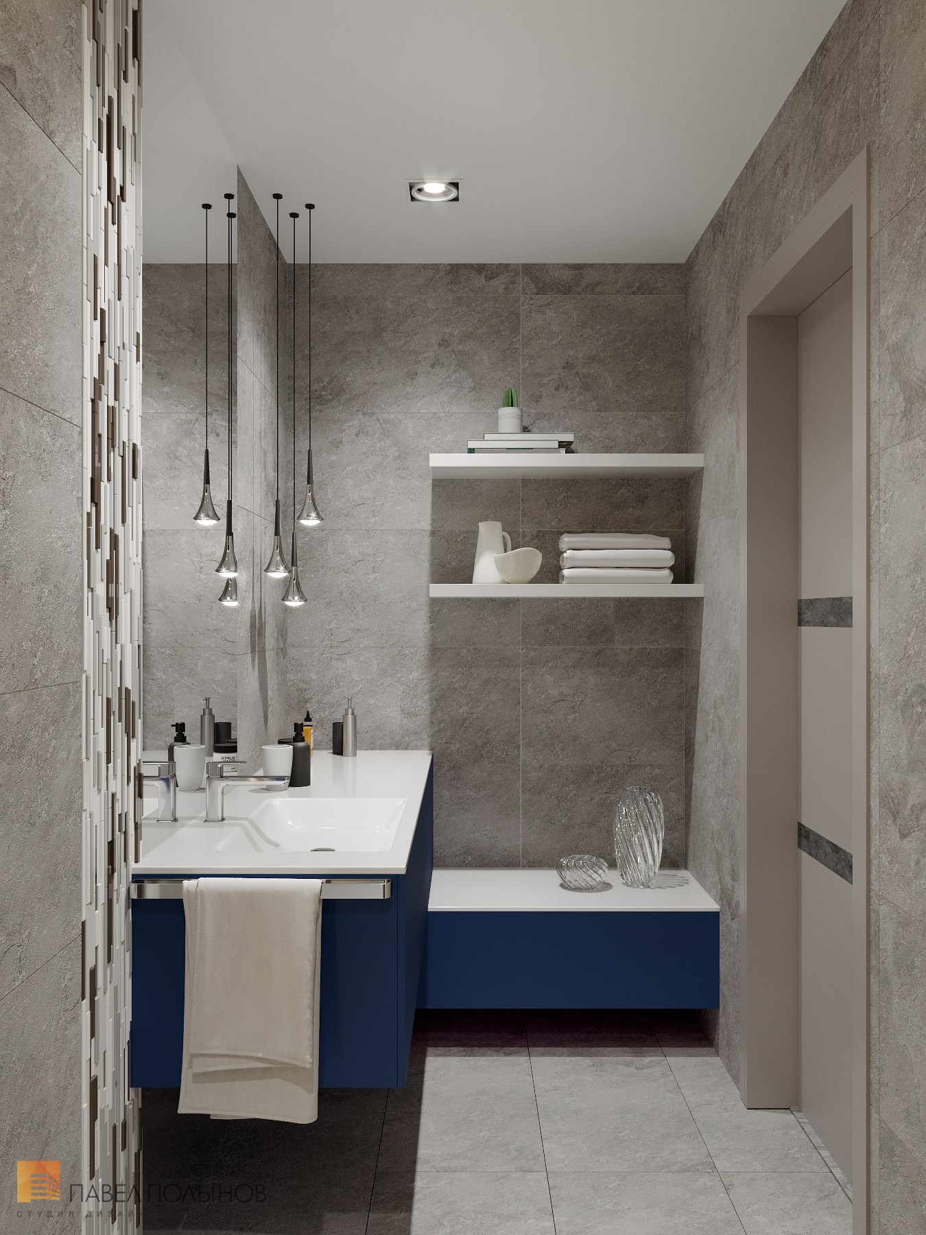 Фото ванная комната из проекта «Дизайн интерьер квартиры в ЖК «Кремлевские звезды», современный стиль, 133 кв.м.»