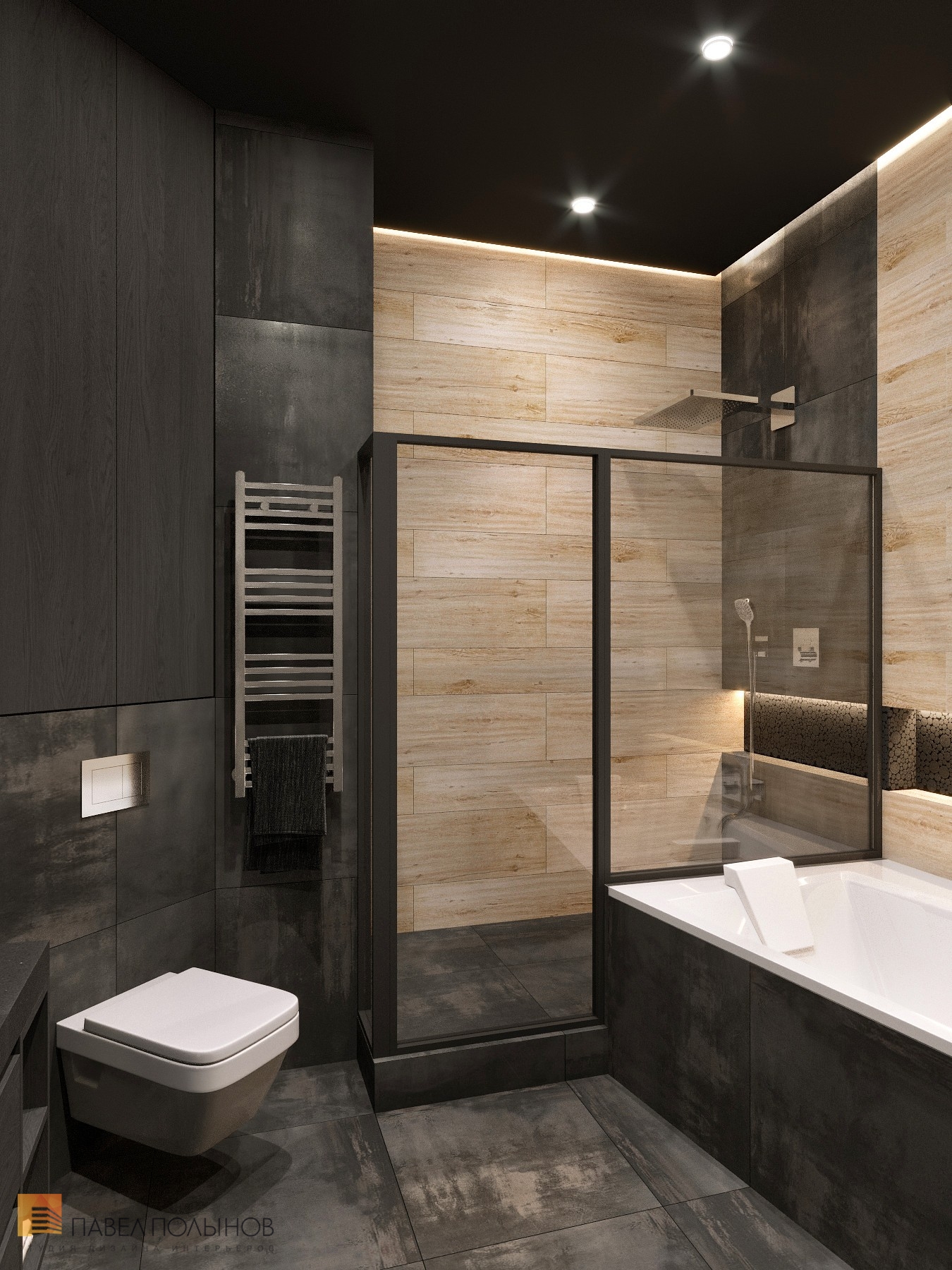 Фото дизайн ванной комнаты из проекта «Интерьер квартиры в ЖК Duderhof Club, современный стиль, 136 кв.м.»