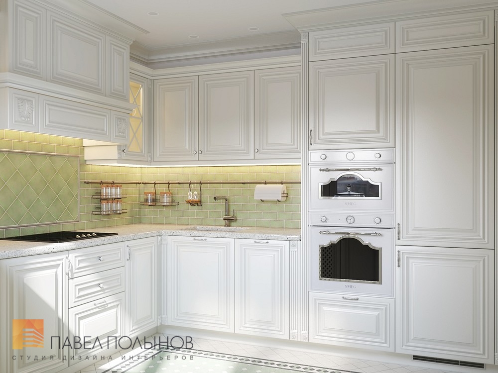 Фото дизайн кухни из проекта «Интерьер пятикомнатной квартиры в стиле неоклассики с элементами прованса и шебби-шик, 104 кв.м.»