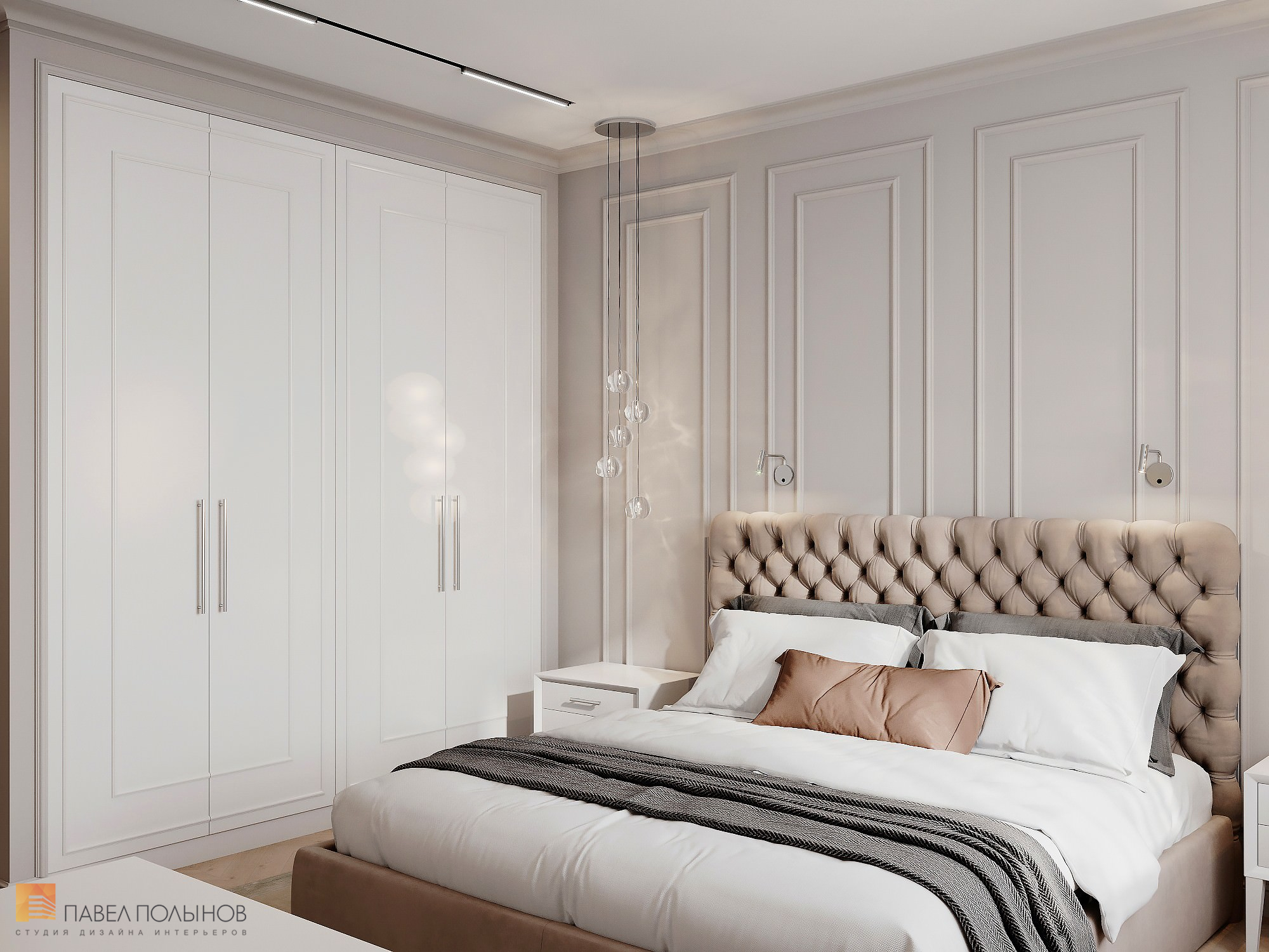 Фото спальня из проекта «Квартира в стиле неоклассики, ЖК «Алые Паруса», 124 кв.м.»