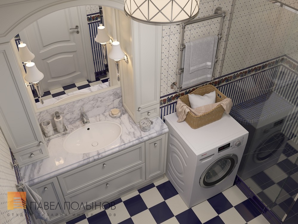 Фото ванная комната из проекта «Интерьер пятикомнатной квартиры в стиле неоклассики с элементами прованса и шебби-шик, 104 кв.м.»