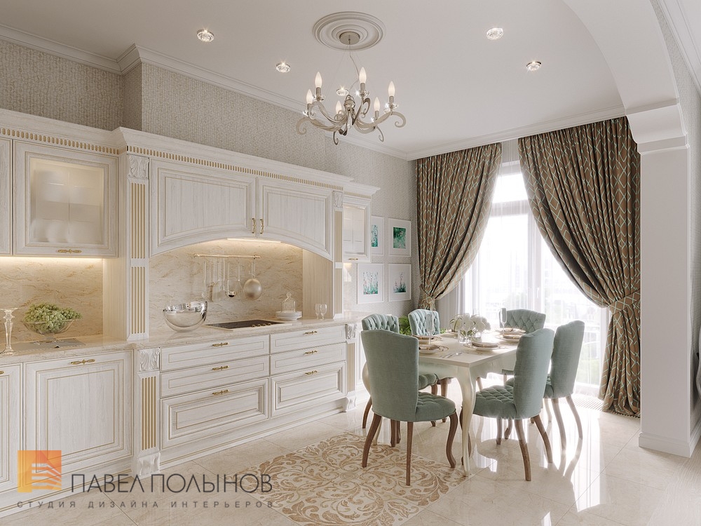 Фото интерьер кухни из проекта «Дизайн трехкомнатной квартиры в классическом стиле, ЖК Аристократ, 78 кв.м.»