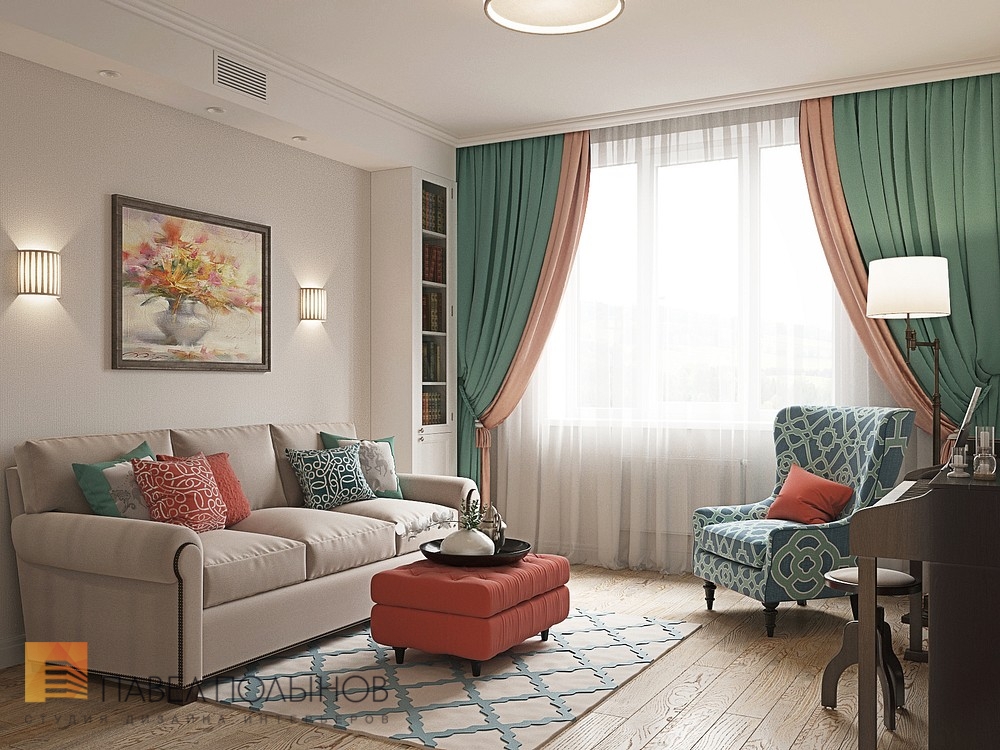 Фото гостиная из проекта «Интерьер квартиры в стиле легкой классики, ЖК «Академ-Парк», 68 кв.м.»