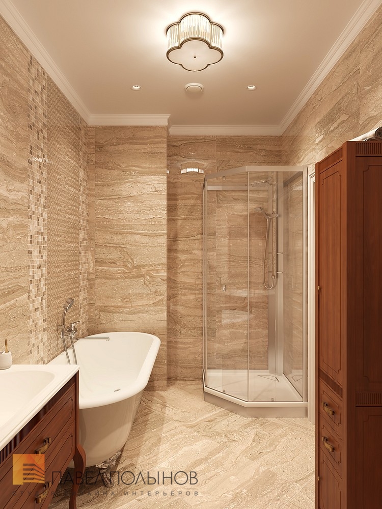 Фото дизайн ванной комнаты из проекта «Дизайн квартиры 74 кв.м. в стиле американской классики, ЖК «Платинум»»