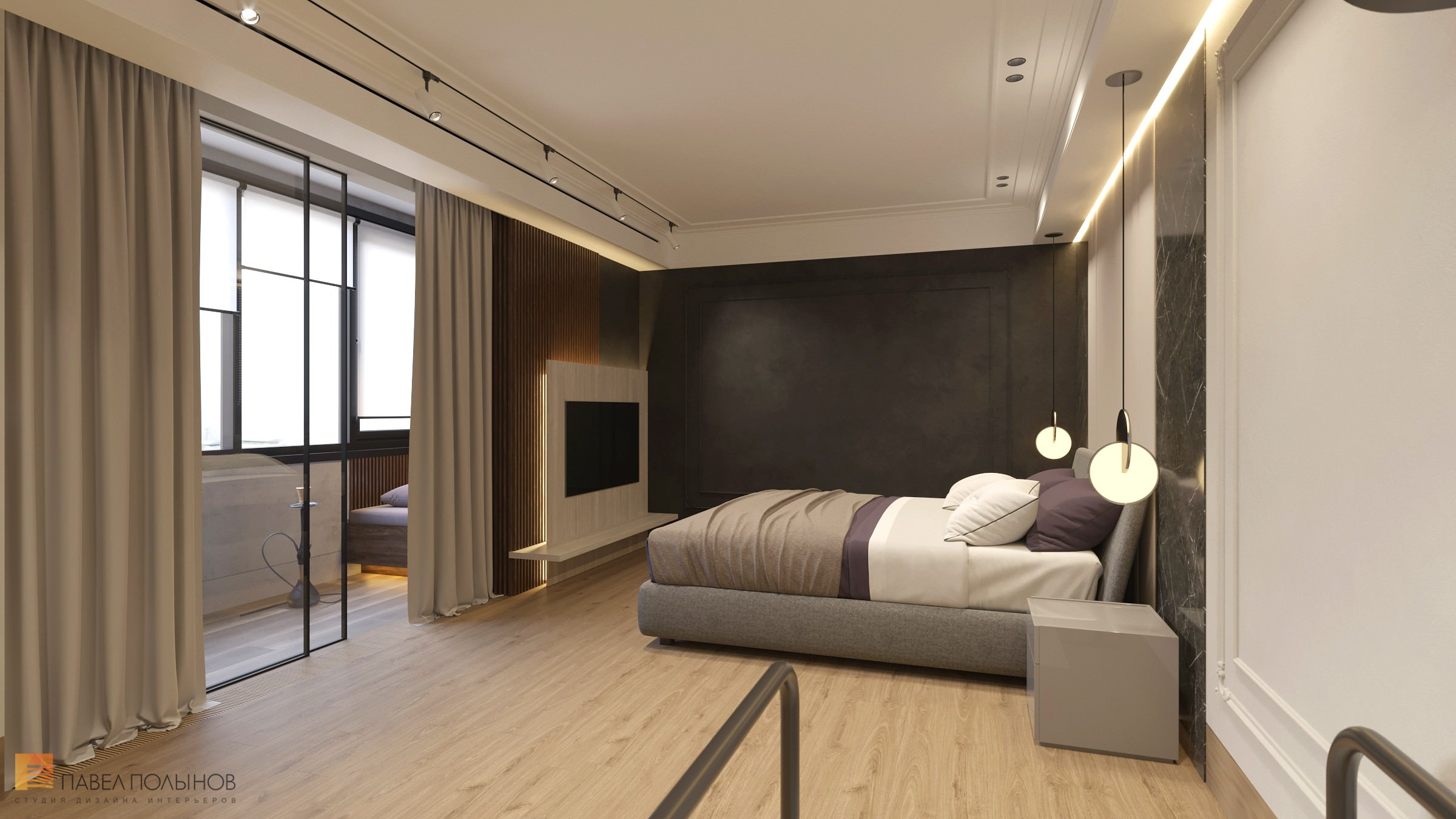 Фото спальня из проекта «Квартира в современном стиле с элементами классики, ЖК «Граф Орлов», 142 кв.м.»