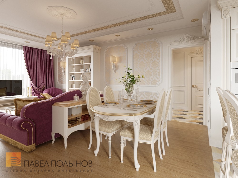 Фото интерьер столовой зоны из проекта «Интерьер двухкомнатной квартиры в классическом стиле, ЖК «Смольный Парк», 76 кв.м.»