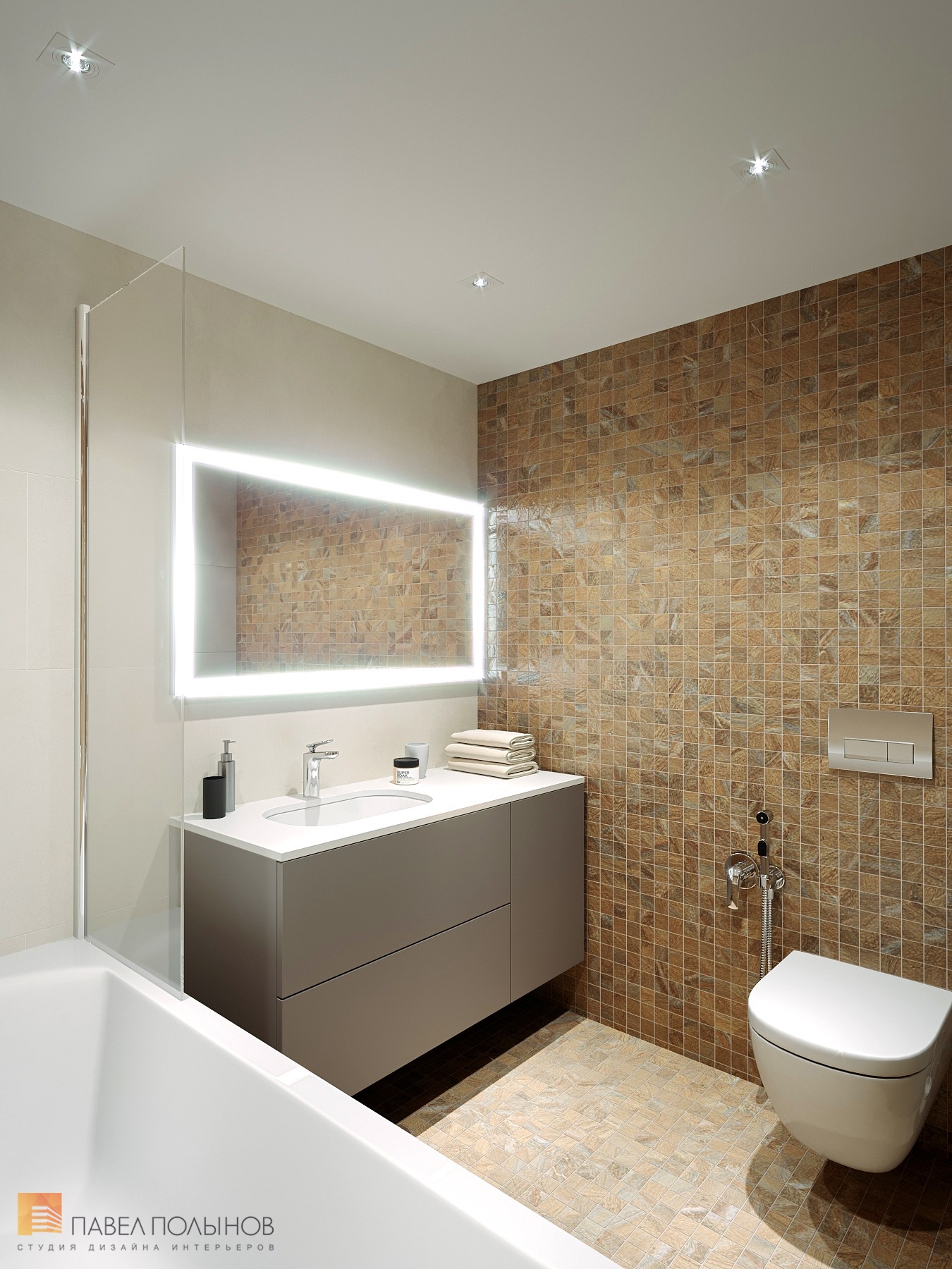 Фото ванная комната из проекта «Интерьер квартиры с современном стиле с элементами скандинавского, ЖК «Skandi Klubb», 77 кв.м.»
