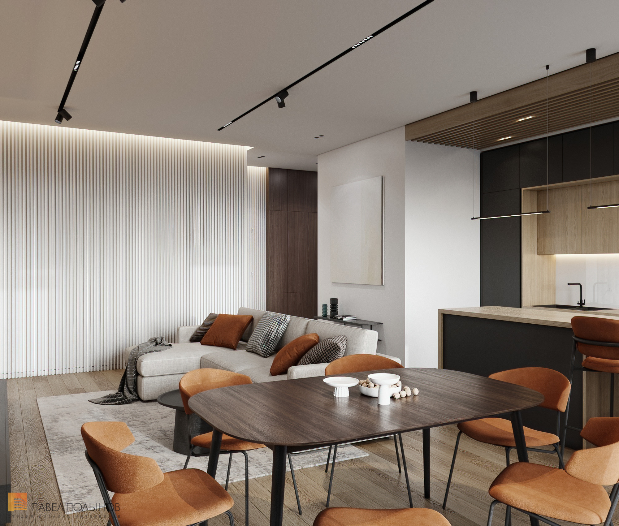 Фото интерьер кухни-гостиной из проекта «Дизайн интерьера квартиры в современном стиле, ЖК «Сердце столицы», 98 кв.м.»