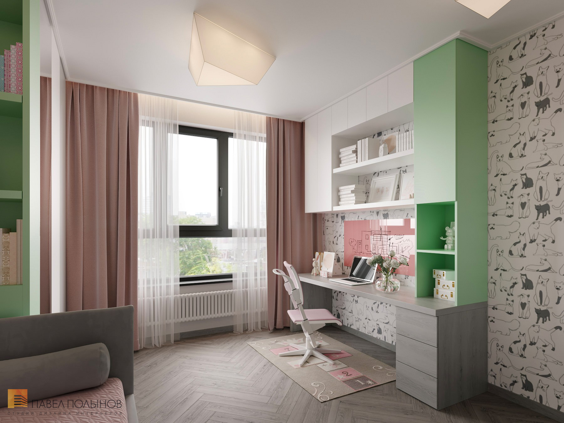 Фото детская комната для девочки из проекта «Интерьер квартиры в скандинавском стиле, ЖК «Silver», 146 кв.м.»