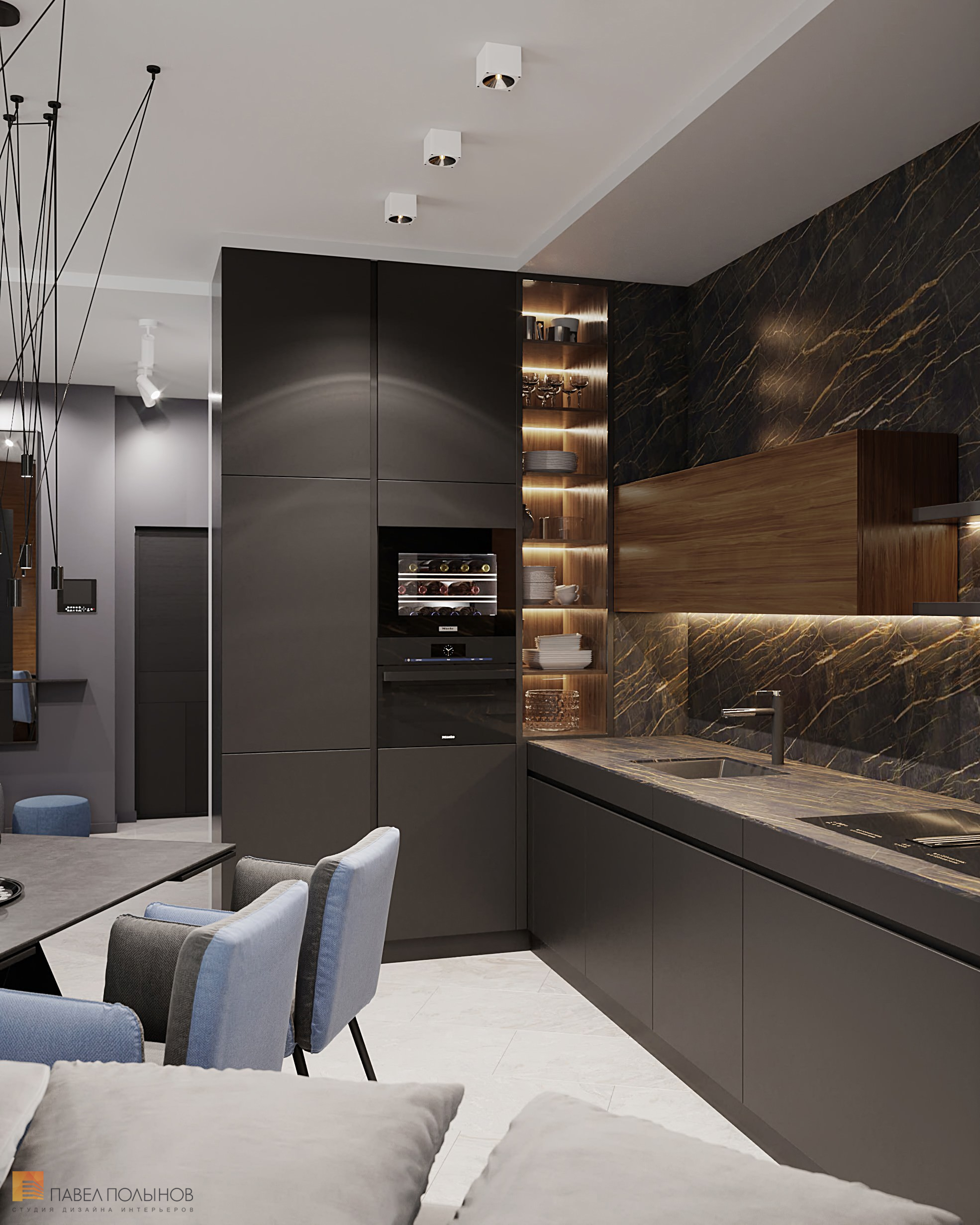 Фото интерьер кухни-гостиной из проекта «Интерьер квартиры в современном стиле, ЖК «Остров», 90 кв.м.»