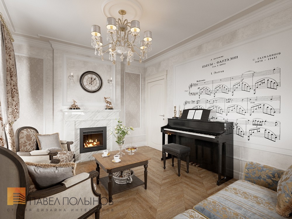 Фото дизайн гостиной из проекта «Интерьер квартиры в классическом стиле, ЖК «Новомосковский», 60 кв.м.»