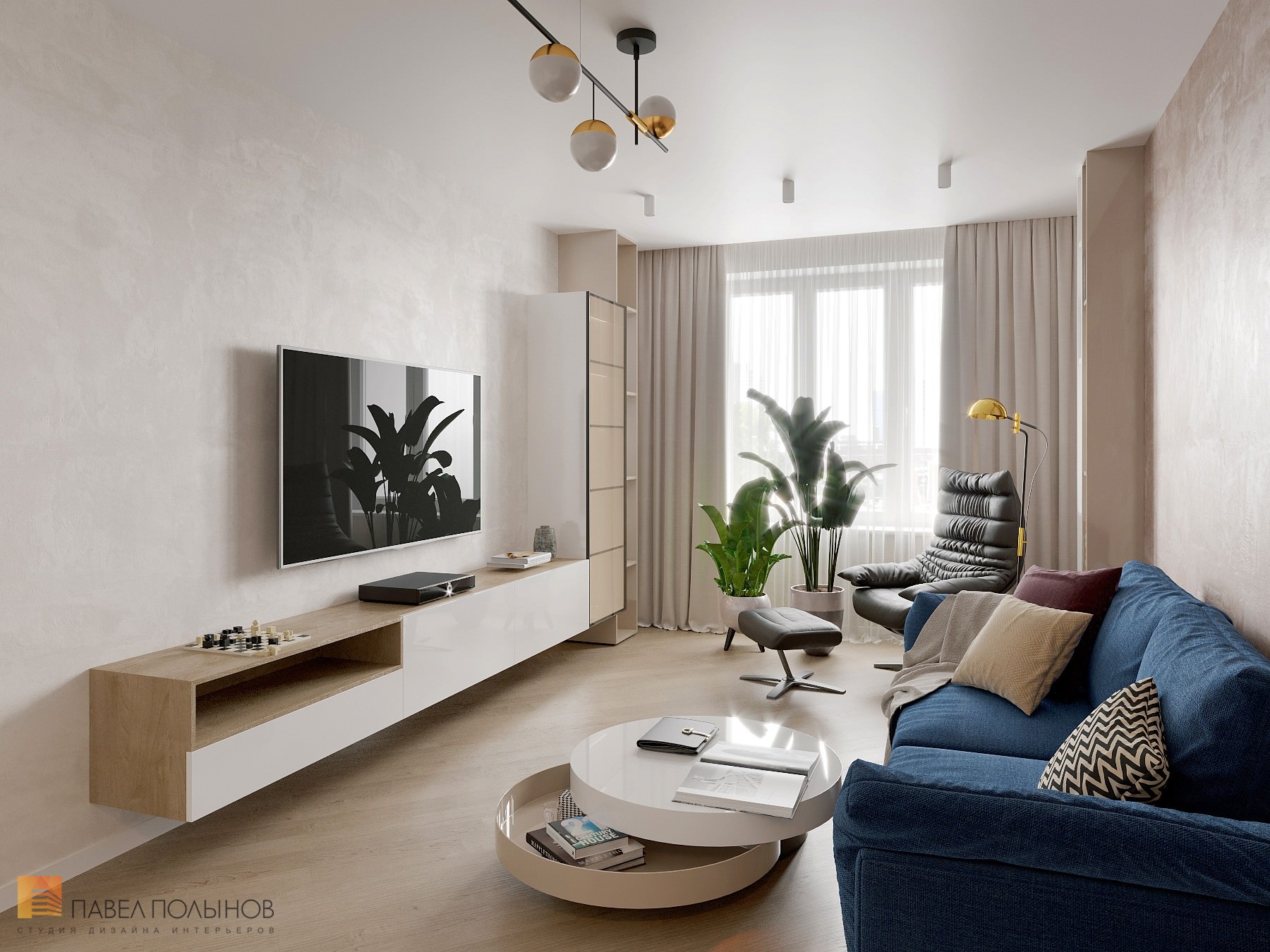Дизайн интерьера в гостиной в современном стиле фото