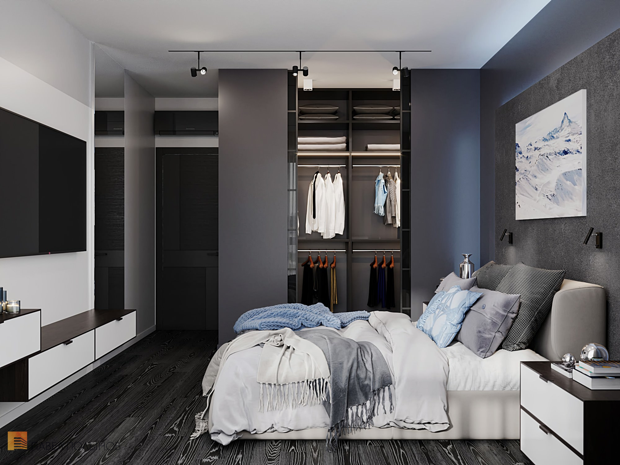 Фото спальня из проекта «Интерьер квартиры в современном стиле, ЖК «Остров», 90 кв.м.»